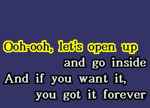 MM

and go inside
And if you want it,
you got it forever