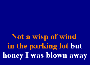 N ot a wisp of Wind
in the parking lot but
honey I was blown away