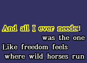 manna

was the one
Like freedom feels
Where Wild horses run