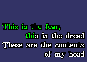 This is the fear,
this is the dread
These are the contents
of my head