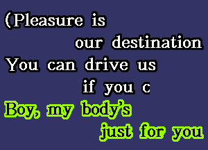 (Pleasure is
our destination
You can drive us

if you c

MWW
WWW