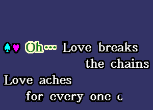 9 CIhGn Love breaks

the chains
Love aches
for every one o