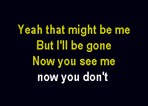 Yeah that might be me
But I'll be gone

Now you see me
now you don't