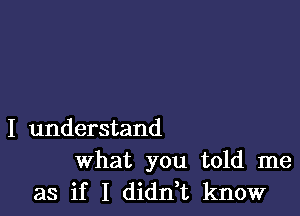 I understand
What you told me
as if I didn't know