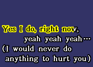 WE meV,

yeah yeah yeah-
(I would never do
anything to hurt you)