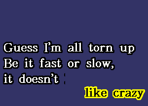 Guess Fm all torn up
Be it fast or slow,
it doesn,t

mkam