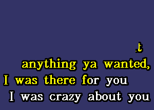 .t
anything ya wanted,
I was there for you
I was crazy about you