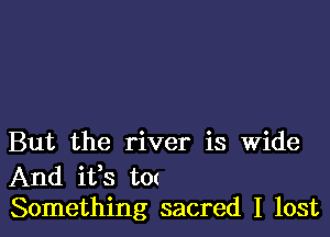 But the river is Wide

And ifs t0(
Something sacred I lost