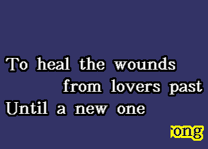 To heal the wounds

from lovers past
Until a new one