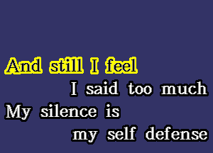 HMEM

I said too much
My silence is
my self defense