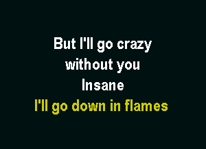 But I'll go crazy
without you

Insane
I'll go down in flames