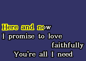 Miami?

I promise to love
faithfully
YouH-e all I need