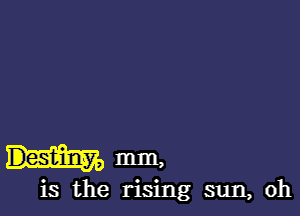 Destiny, mm,
is the rising sun, oh