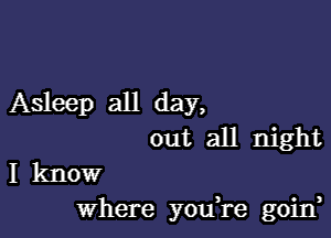 Asleep all day,

out all night

I know
Where yodre goid