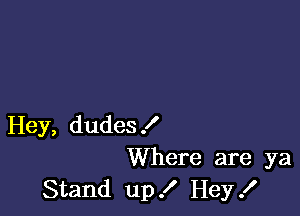 Hey, dudes!
Where are ya
Stand up .I' Hey!