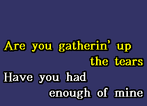 Are you gatherid up

the tears

Have you had
enough of mine