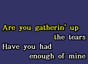 Are you gatherid up

the tears

Have you had
enough of mine