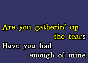 Are you gatherid up

the tears

Have you had
enough of mine