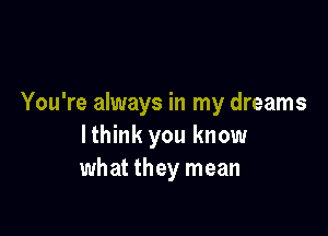 You're always in my dreams

I think you know
what they mean