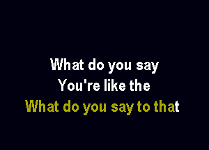 What do you say

You're like the
What do you say to that