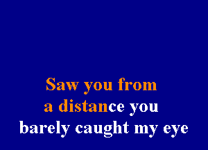 Saw you from
a distance you
barely caught my eye