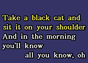 Take a black cat and
sit it on your shoulder
And in the morning
you,11 know

all you know, oh