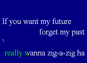 If you want my future
forget my past

1

really wanna zig-a-zig ha