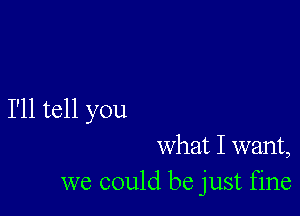 I'll tell you

what I want,
we could be just fine