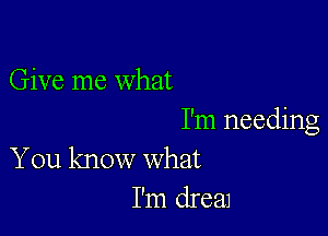 Give me what

I'm needing
You know what

I'm dreaJ