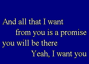 And all that I want

from you is a promise
you will be there
Yeah, I want you