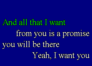 And all that I want

from you is a promise
you will be there
Yeah, I want you