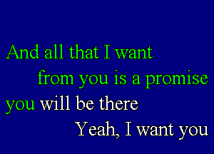 And all that I want

from you is a promise
you will be there
Yeah, I want you