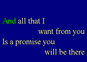 And all that I

want from you
Is a promise you

will be there