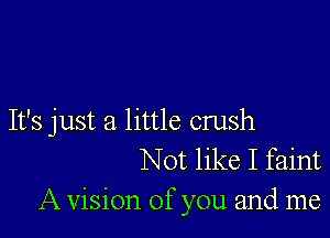 It's just a little crush
Not like I faint

A vision of you and me