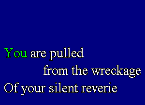 You are pulled
from the wreckage
Of your silent reverie