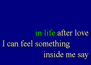 in life after love

I can feel something
inside me say