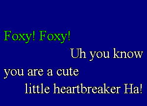 FoxylFoxy!

Uh you know
you are a cute

little heanbreaker Ha!