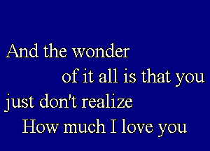 And the wonder

of it all is that you
just don't realize
How much I love you