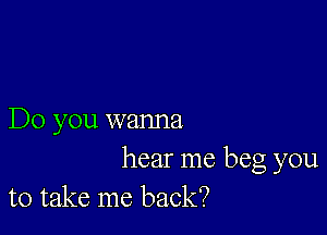 Do you wanna

hear me beg you
to take me back?