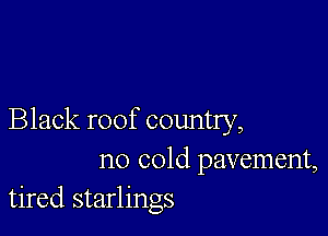 Black roof country,
no cold pavement,
tired starlings