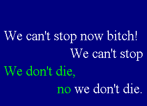 We can't stop now bitch!

We can't stop

We don't die,
no we don't die.
