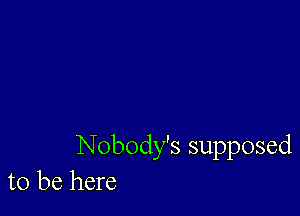 Nobody's supposed
to be here