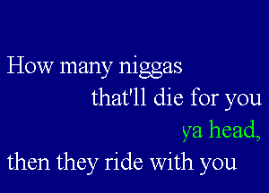 How many niggas

that'll die for you
ya head,
then they ride with you