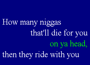 How many niggas

that'll die for you
on ya head,
then they ride with you