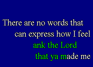 There are no words that

can express how I feel
ank the Lord
that ya made me