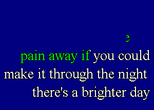 3
.1

pain away if you could

make it through the night
there's a brighter day