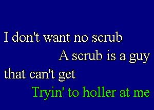 I don't want no scrub

A scrub is a guy
that can't get

Tryin' to holler at me