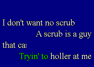 I don't want no scrub

A scrub is a guy
that can

Tryin' to holler at me