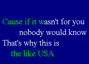 Cause if it wasn't for you

nobody would know
That's why this is
the like USA