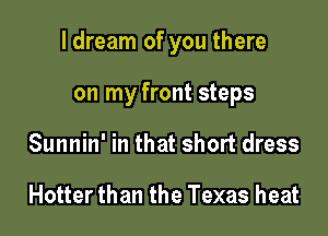 ldream of you there

on my front steps
Sunnin' in that short dress

Hotter than the Texas heat